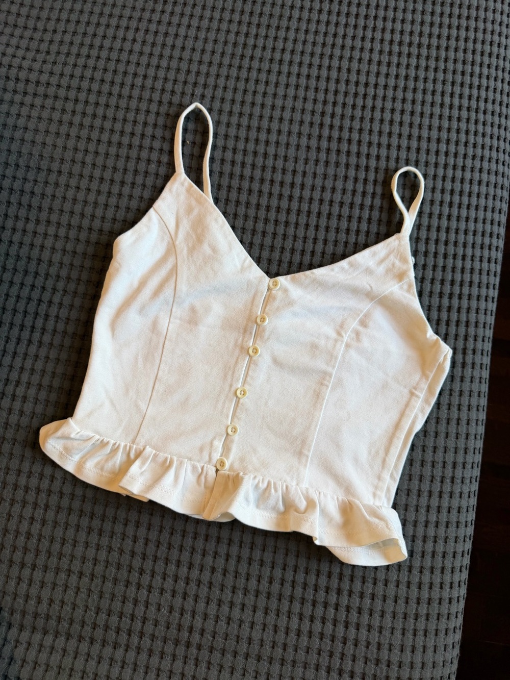 Forever 21 Cream Ruffle-Hem Button Front Cami